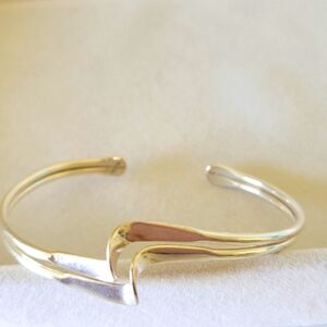 Elegant Double Wire Wave Sterling Silver (.925) Cuff Bracelet 